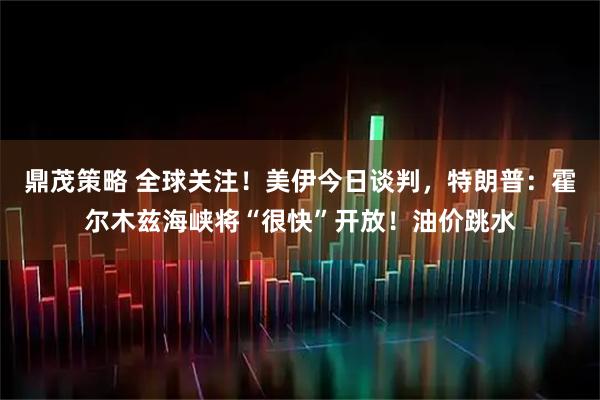 鼎茂策略 全球关注！美伊今日谈判，特朗普：霍尔木兹海峡将“很快”开放！油价跳水